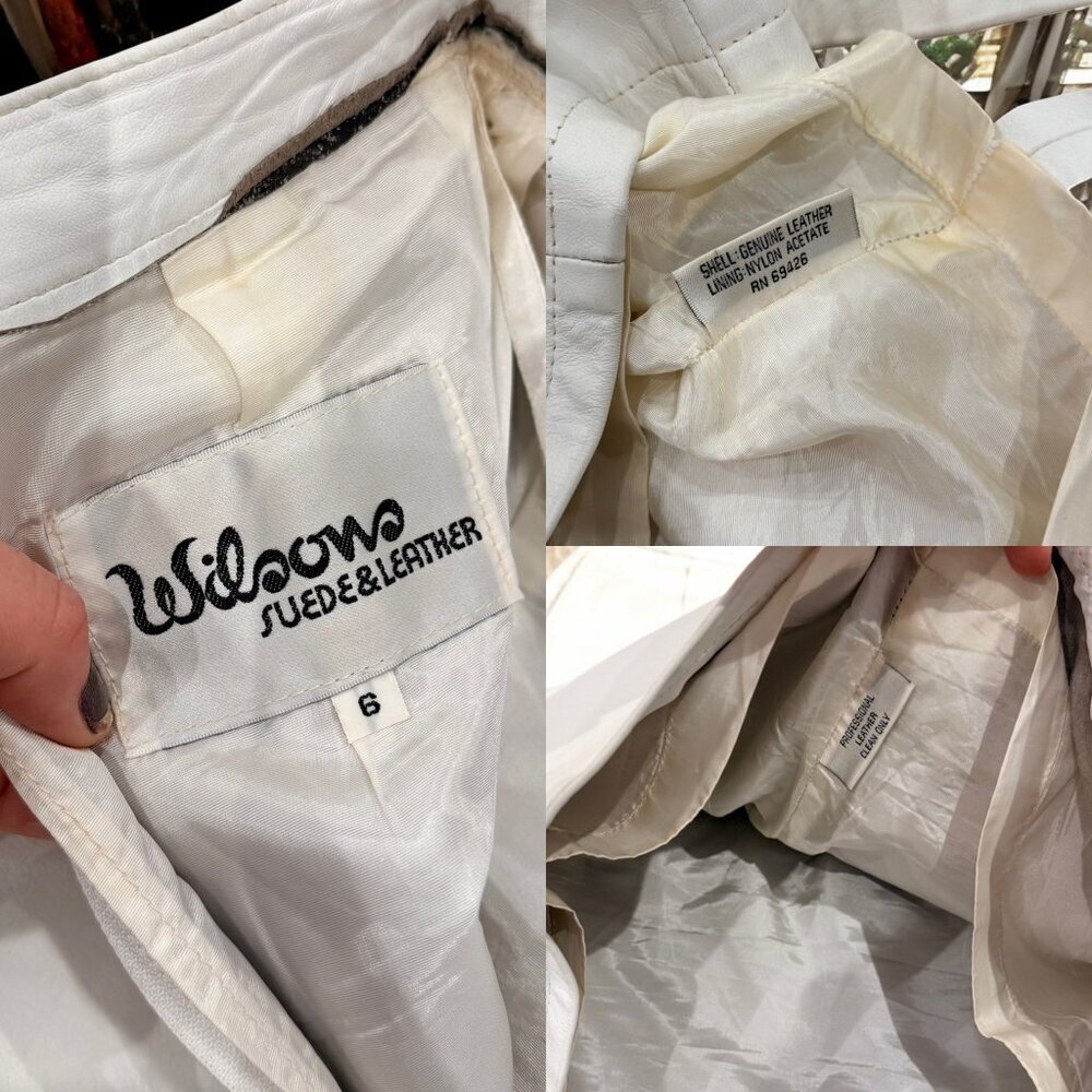 Vintage Wilson's Ivory Genuine Leather Mini Skirt Size 6 High Waist - Picture 2 of 10
